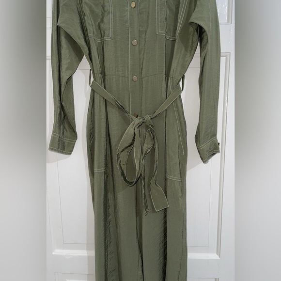 Zara Olive Green Long-Sleeve Jumpsuit with Belt - Picture 5 of 5